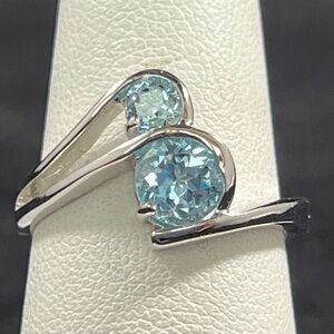 Blue Topaz Two Stone Sterling Silver Ring